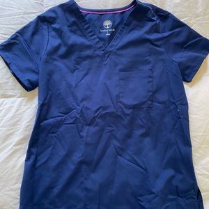 Large healing hands scrub top. Size large. Navy blue